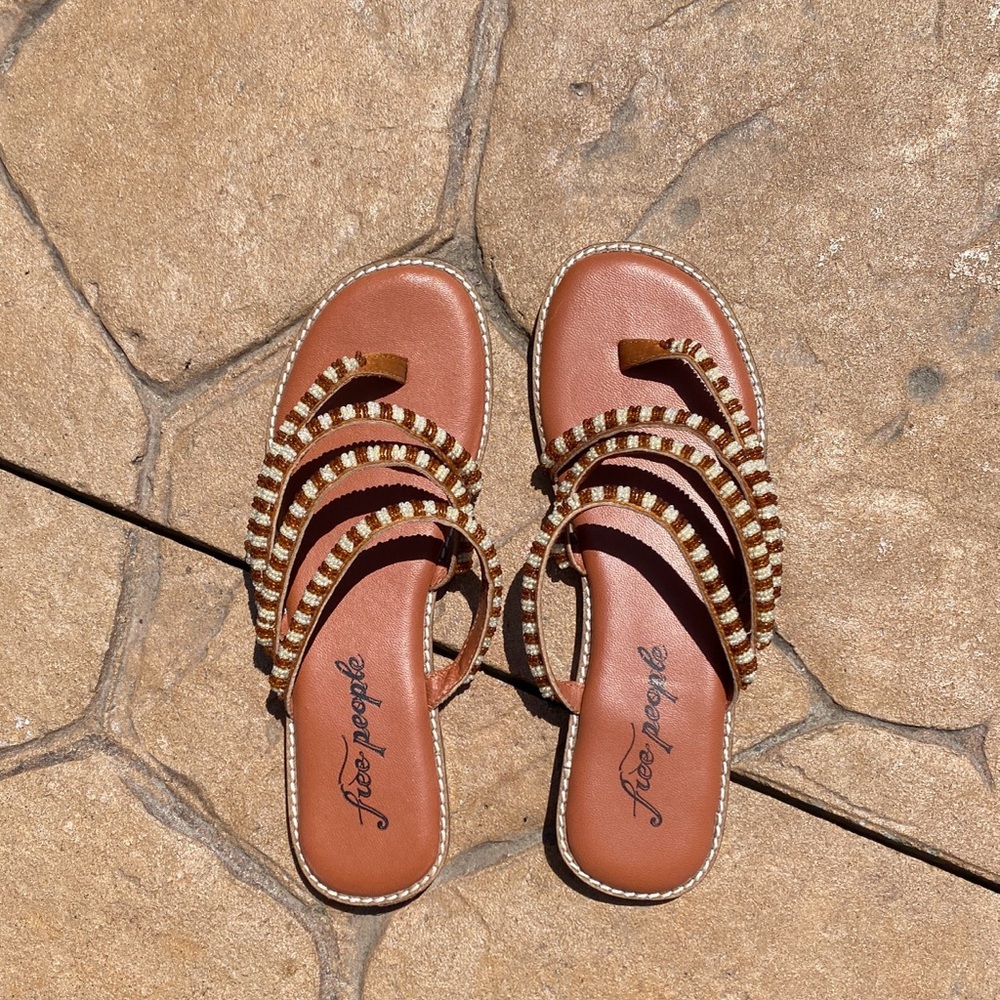 Free People brown beaded sandals. Size 8 Brand New Never Worn